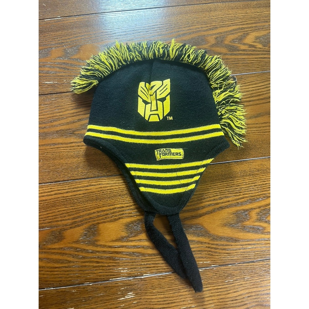 TRANSFORMERS Black And Yellow "Mohawk" Bumble Bee Winter Knit Adult Beanie Hat